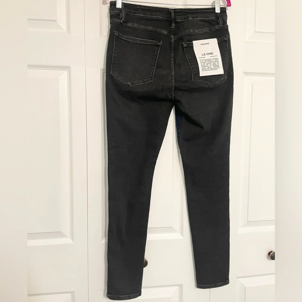 NWT FRAME Le One Skinny Fit Mid Rise Teller 2 Tone Blue & Black Denim - Picture 7 of 10